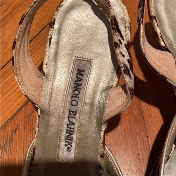 ❌SOLD❌ Manolo Blahnik Hangisi Kitten Heels Leopard with Buckle Size 36.5 - Picture 4 of 6